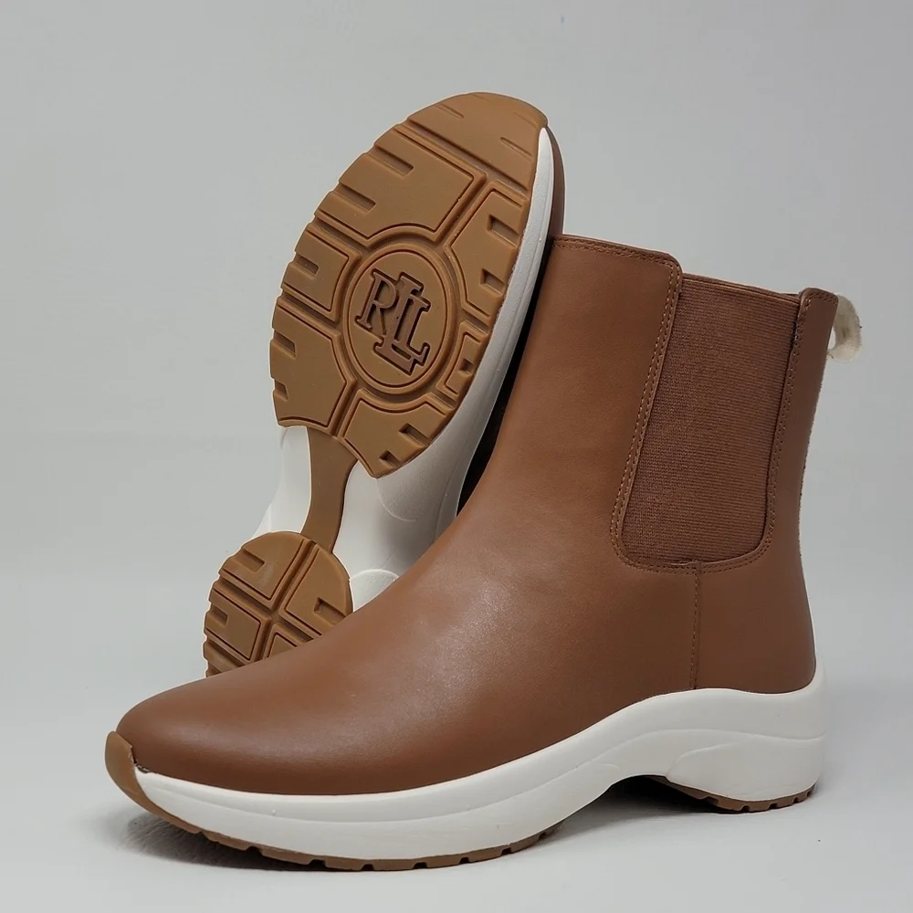 Ralph Lauren Rylee Water Resistant Leather Chelsea Ankle Boots Womens Size 8 New